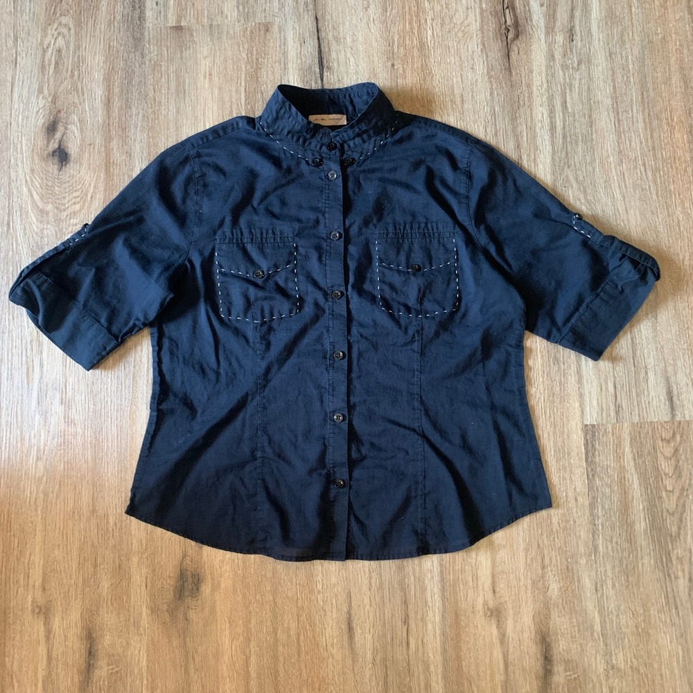 hand embroidered half-sleeve button up shirt - size xsmall womens